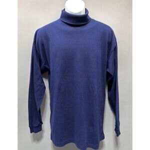 VTG Windsor Shirt Company Mens Blue Interlocking Cotton Turtleneck Long Sleeve L